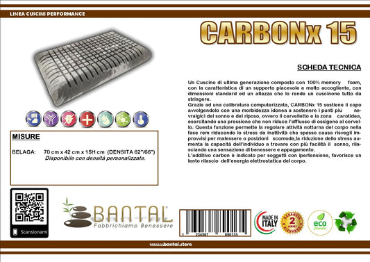 Cuscino memory Carbon modello Carbon X Prodotto Italiano