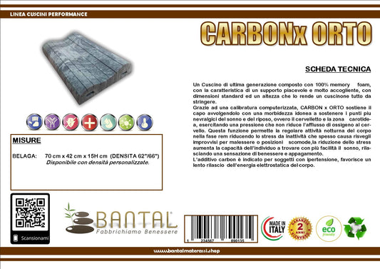 Cuscino memory in carbon modello Carbon X Orto Prodotto Italiano